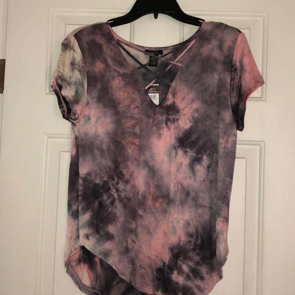 Pink tye dye lattice shirt